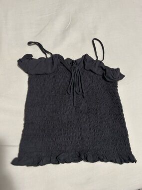 American Eagle Outfitters Black Smocked Ruffle Cami